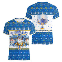 Happy Chrismukkah Women V-Neck T-Shirt Gnome Funny Hanukkah Christmas Mashup - Wonder Print Shop