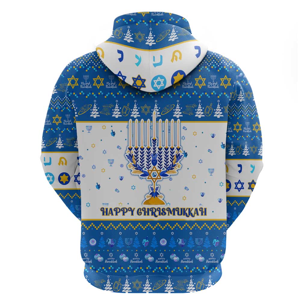 Happy Chrismukkah Zip Hoodie Gnome Funny Hanukkah Christmas Mashup - Wonder Print Shop