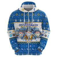 Happy Chrismukkah Zip Hoodie Gnome Funny Hanukkah Christmas Mashup - Wonder Print Shop