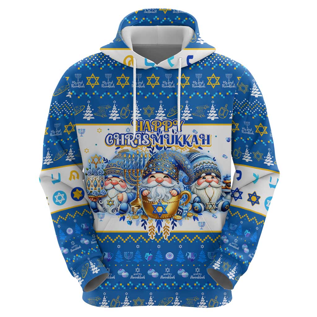 Happy Chrismukkah Zip Hoodie Gnome Funny Hanukkah Christmas Mashup - Wonder Print Shop