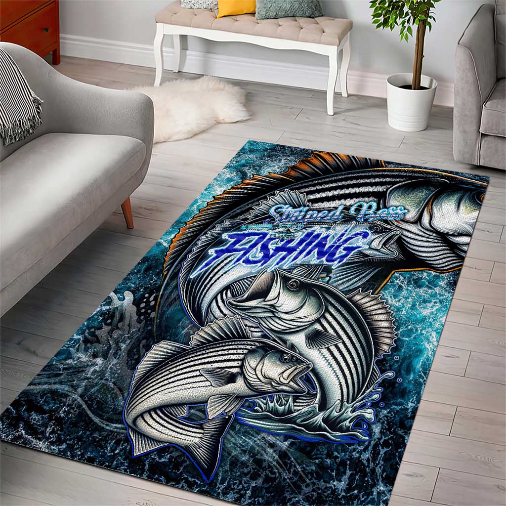 Striped Bass Fishing Area Rug Bold Ocean Angler Design - Wonder Print Shop