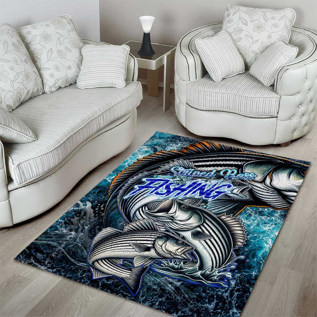 Striped Bass Fishing Area Rug Bold Ocean Angler Design - Wonder Print Shop