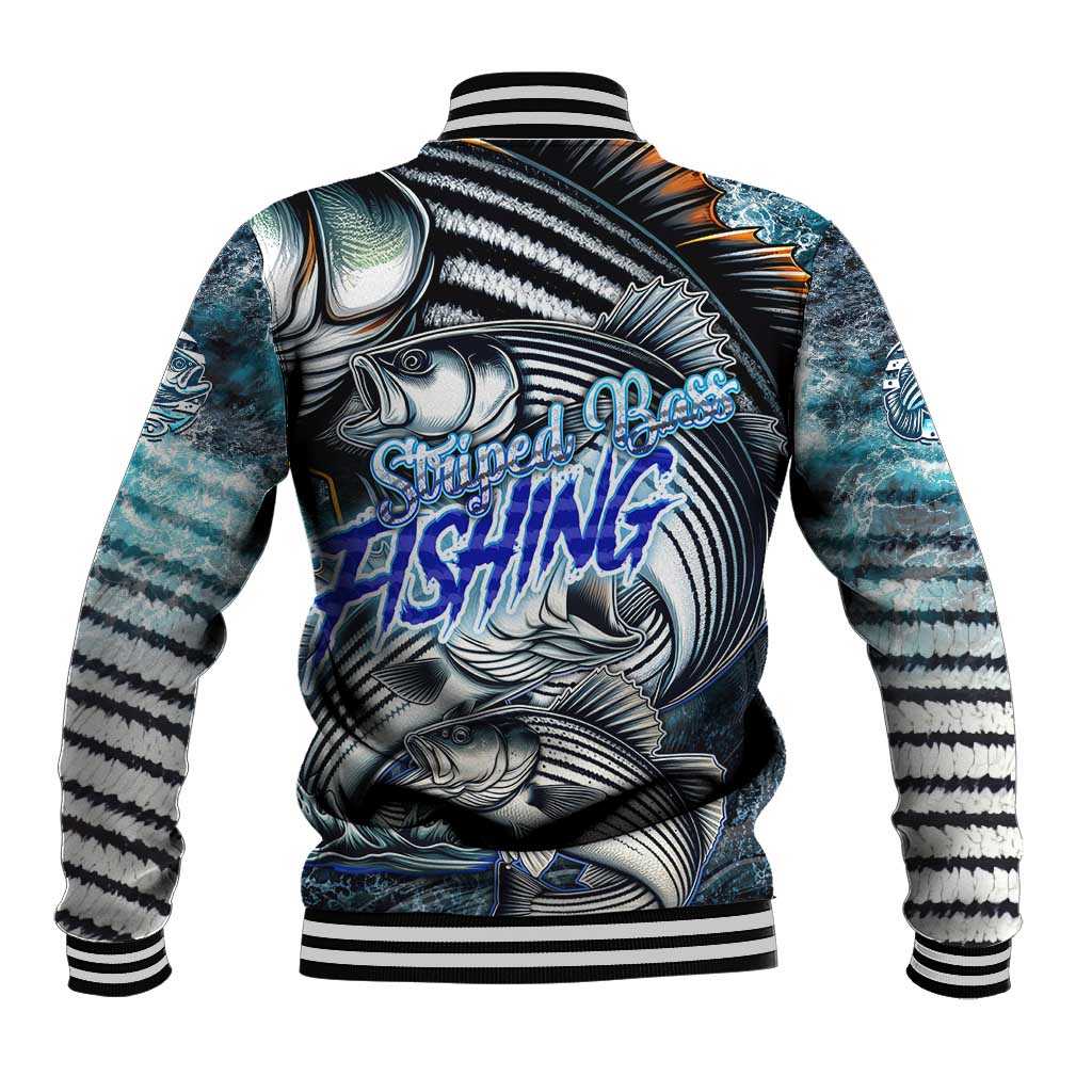 Striped Bass Fishing Baseball Jacket Bold Ocean Angler Design - Wonder Print Shop