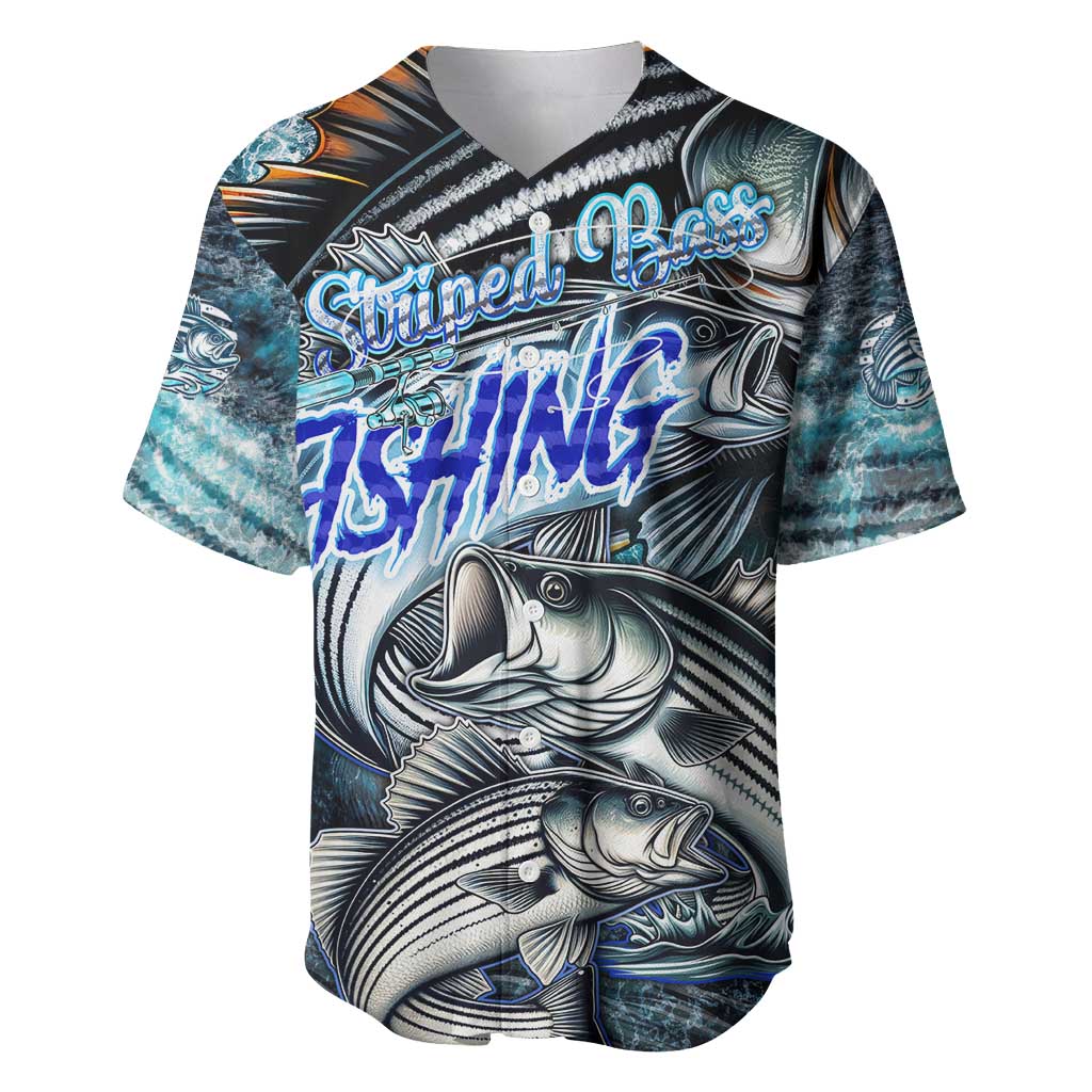 Striped Bass Fishing Baseball Jersey Bold Ocean Angler Design - Wonder Print Shop
