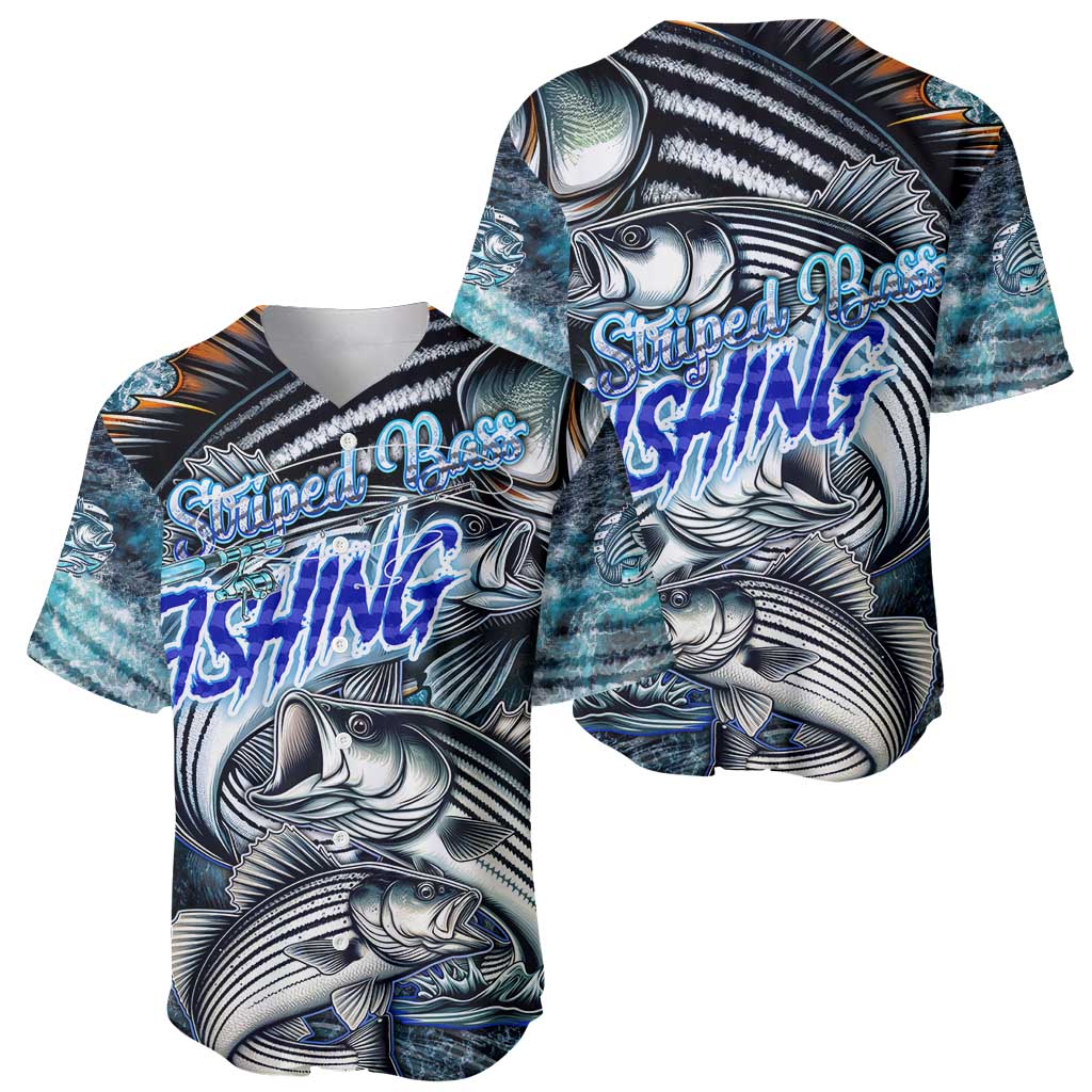 Striped Bass Fishing Baseball Jersey Bold Ocean Angler Design - Wonder Print Shop
