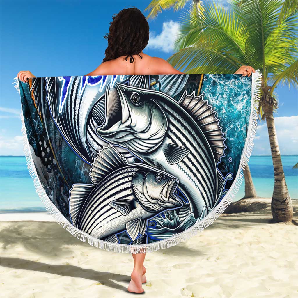 Striped Bass Fishing Beach Blanket Bold Ocean Angler Design - Wonder Print Shop