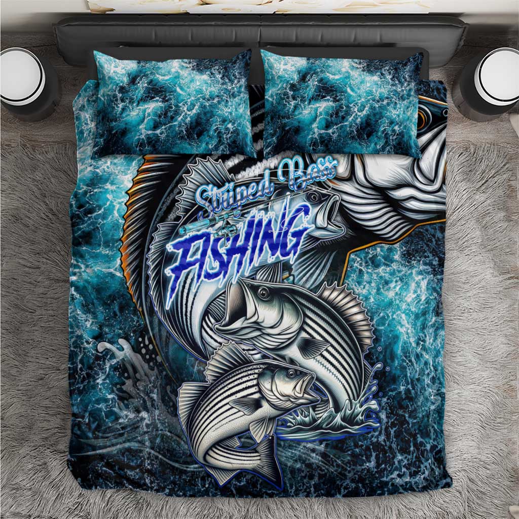 Striped Bass Fishing Bedding Set Bold Ocean Angler Design - Wonder Print Shop