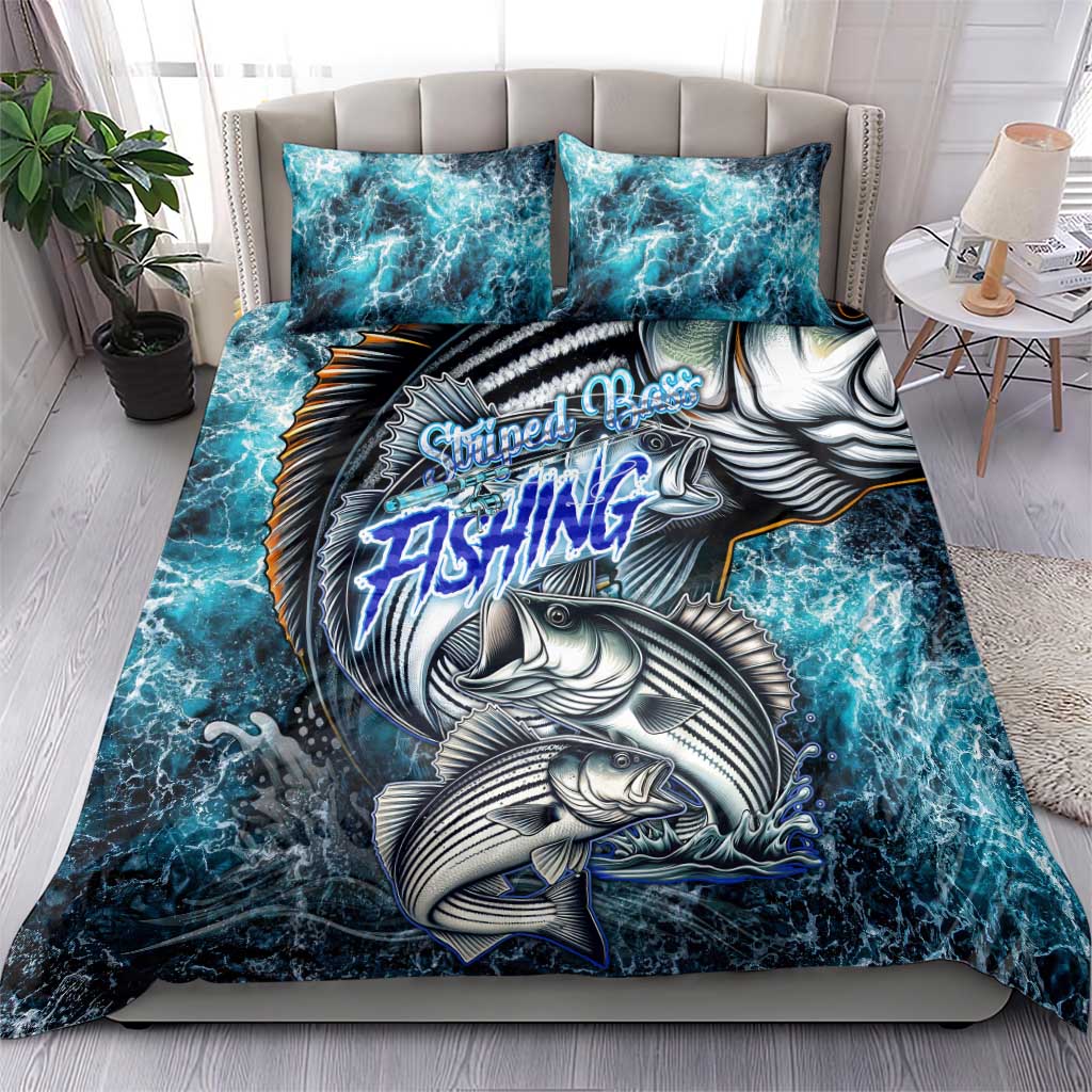 Striped Bass Fishing Bedding Set Bold Ocean Angler Design - Wonder Print Shop