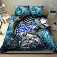 Striped Bass Fishing Bedding Set Bold Ocean Angler Design - Wonder Print Shop