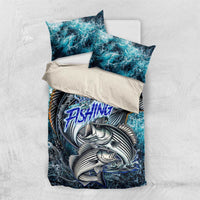 Striped Bass Fishing Bedding Set Bold Ocean Angler Design - Wonder Print Shop
