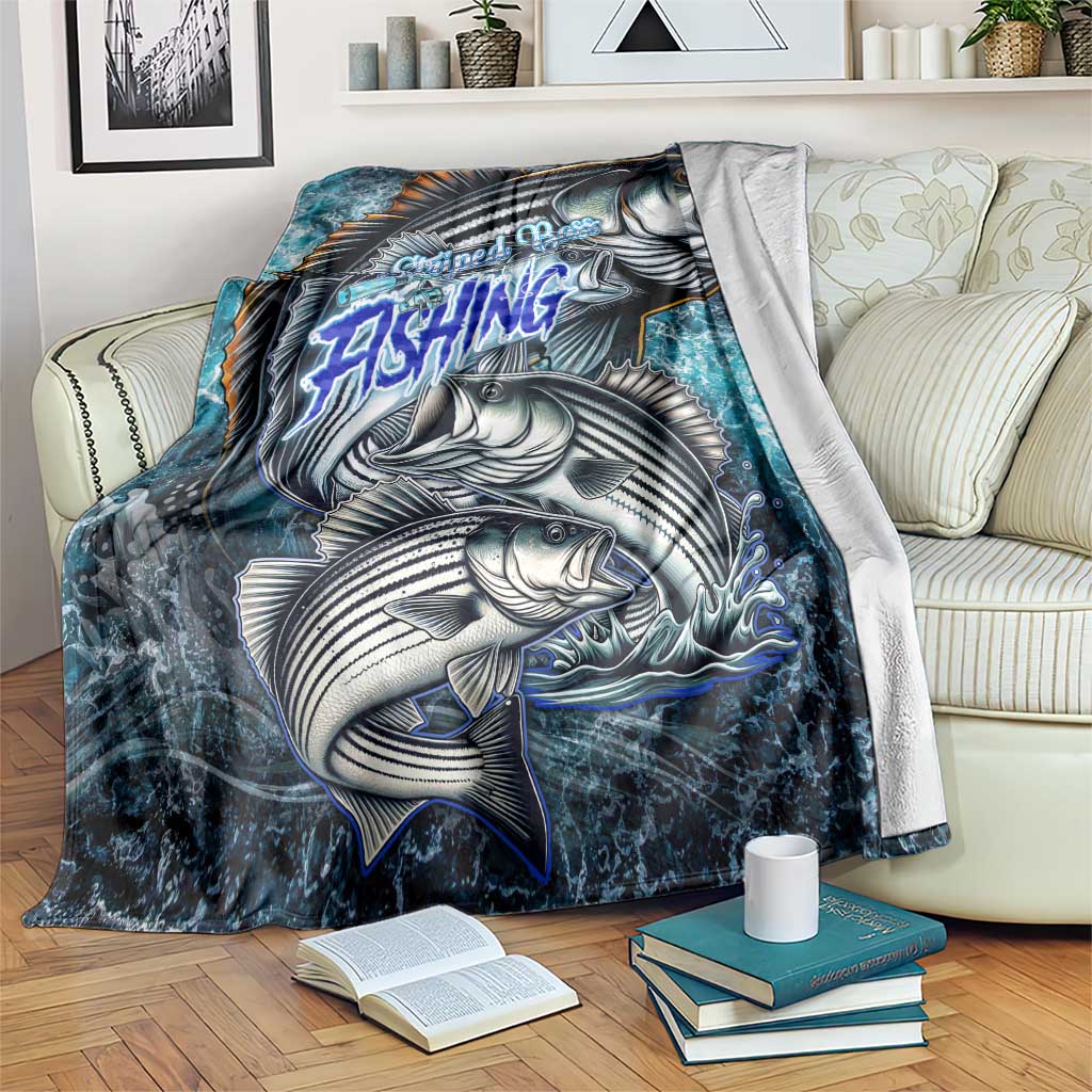 Striped Bass Fishing Blanket Bold Ocean Angler Design - Wonder Print Shop