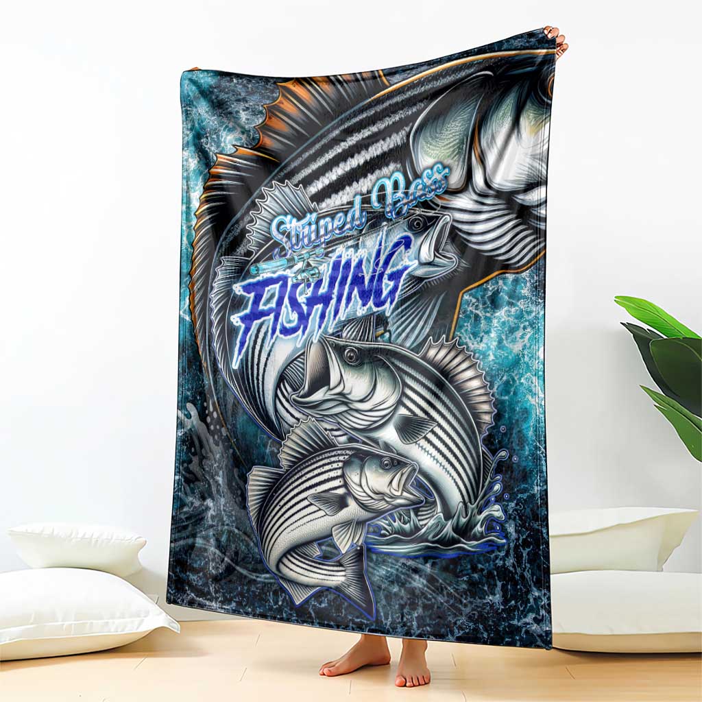 Striped Bass Fishing Blanket Bold Ocean Angler Design - Wonder Print Shop