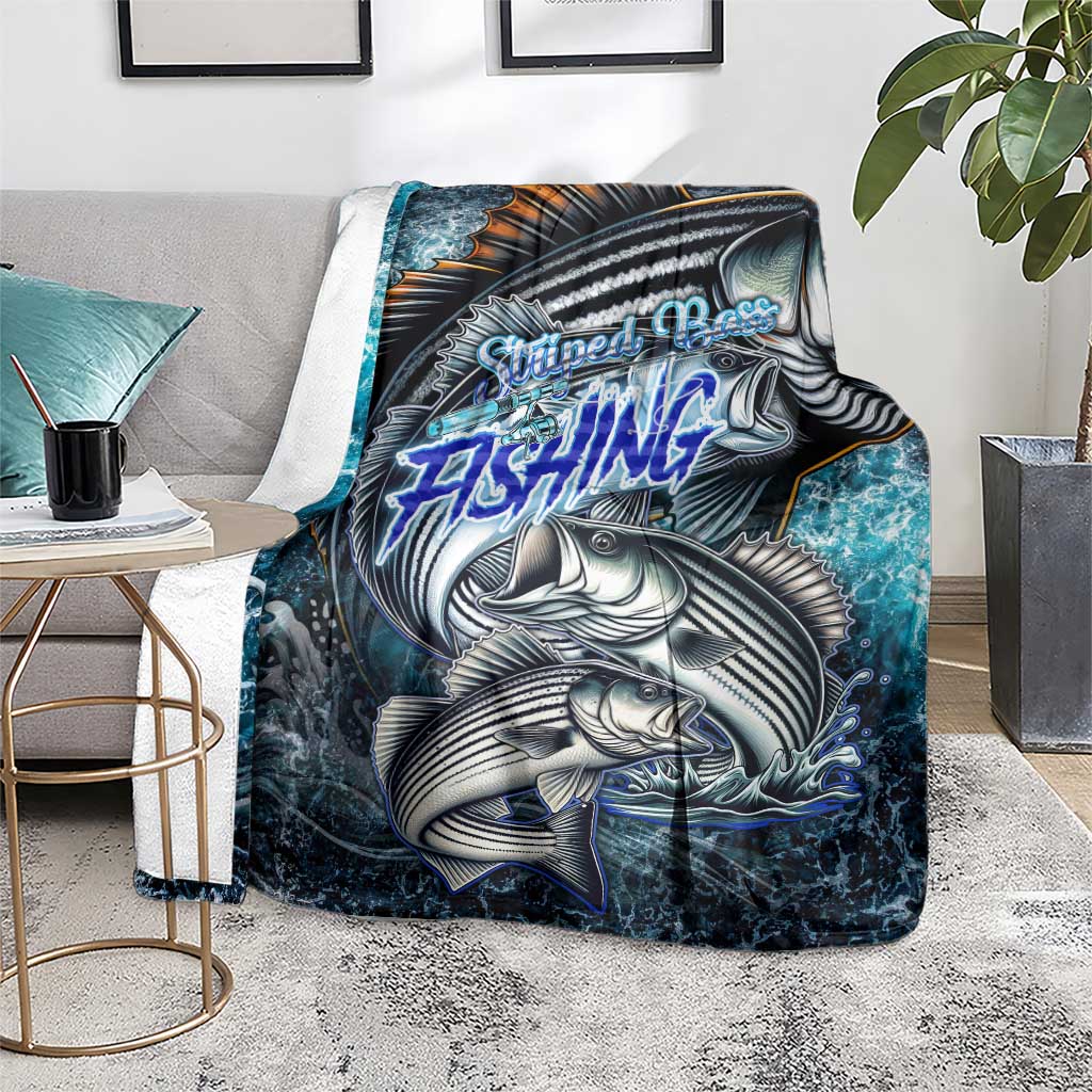 Striped Bass Fishing Blanket Bold Ocean Angler Design - Wonder Print Shop