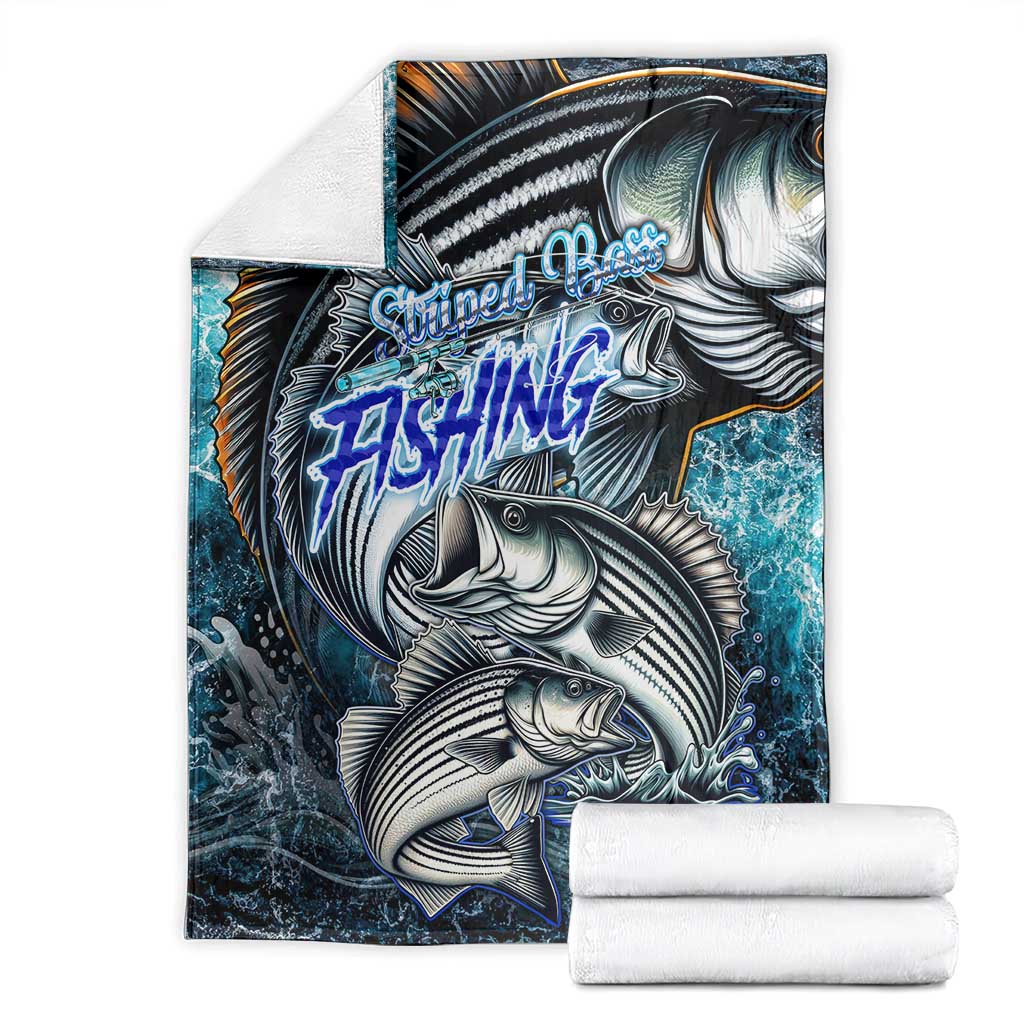 Striped Bass Fishing Blanket Bold Ocean Angler Design - Wonder Print Shop