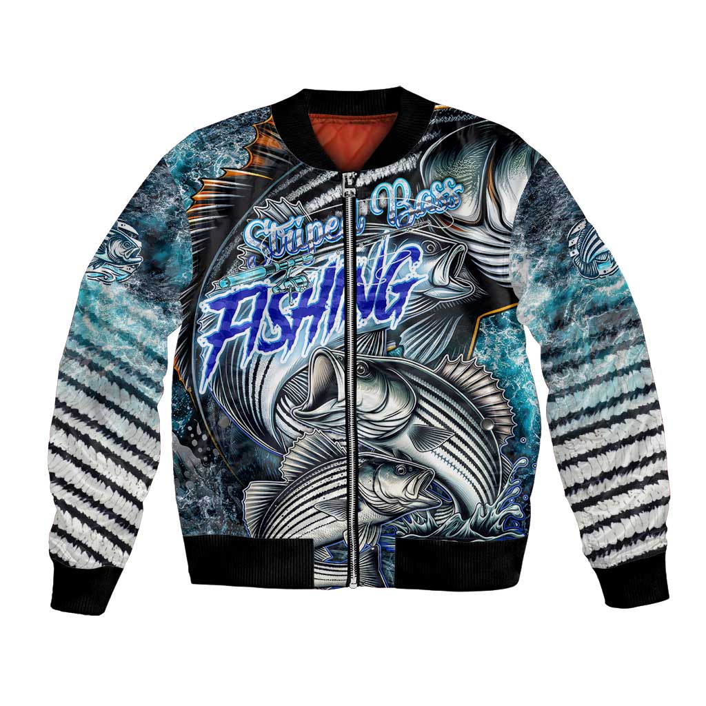 Striped Bass Fishing Bomber Jacket Bold Ocean Angler Design - Wonder Print Shop