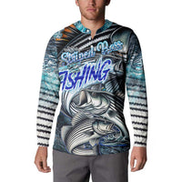 Striped Bass Fishing Button Sweatshirt Bold Ocean Angler Design - Wonder Print Shop