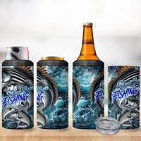 Striped Bass Fishing 4 in 1 Can Cooler Tumbler Bold Ocean Angler Design - Wonder Print Shop