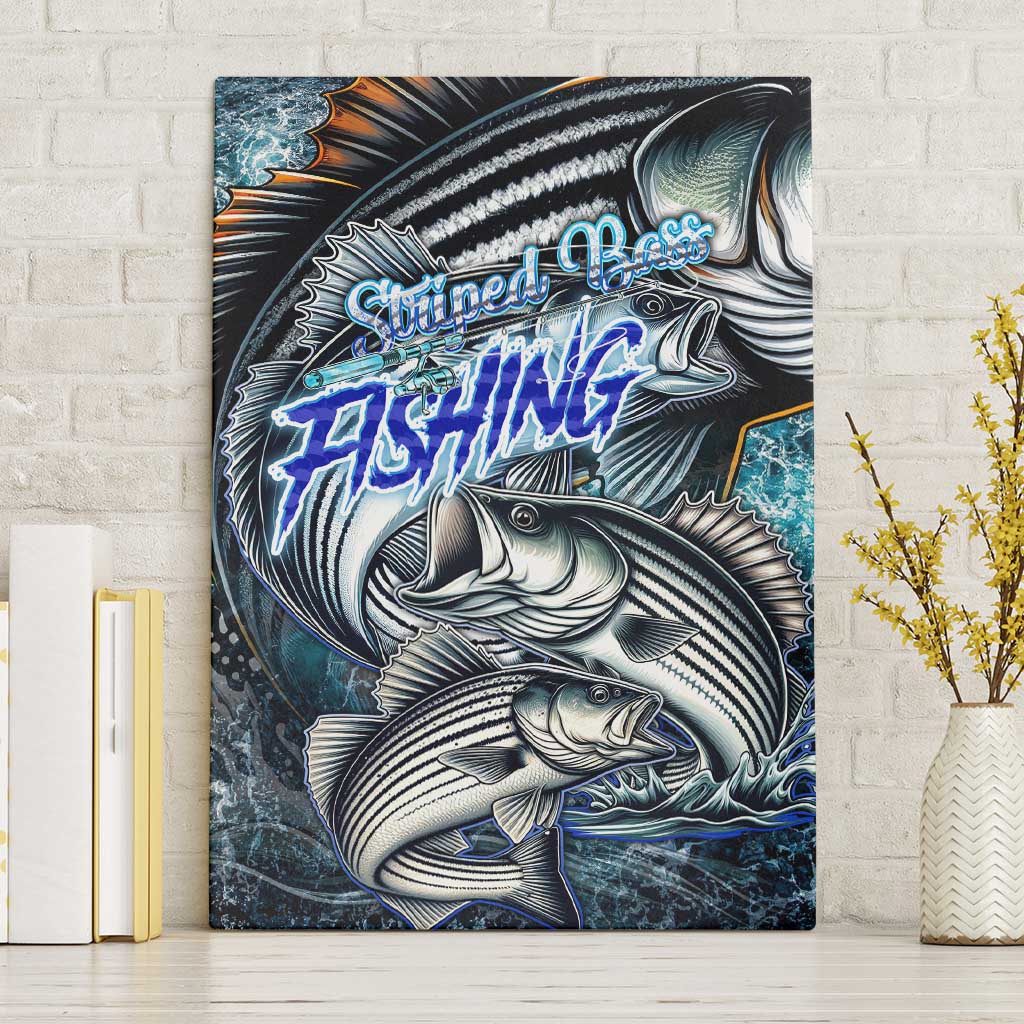 Striped Bass Fishing Canvas Wall Art Bold Ocean Angler Design - Wonder Print Shop