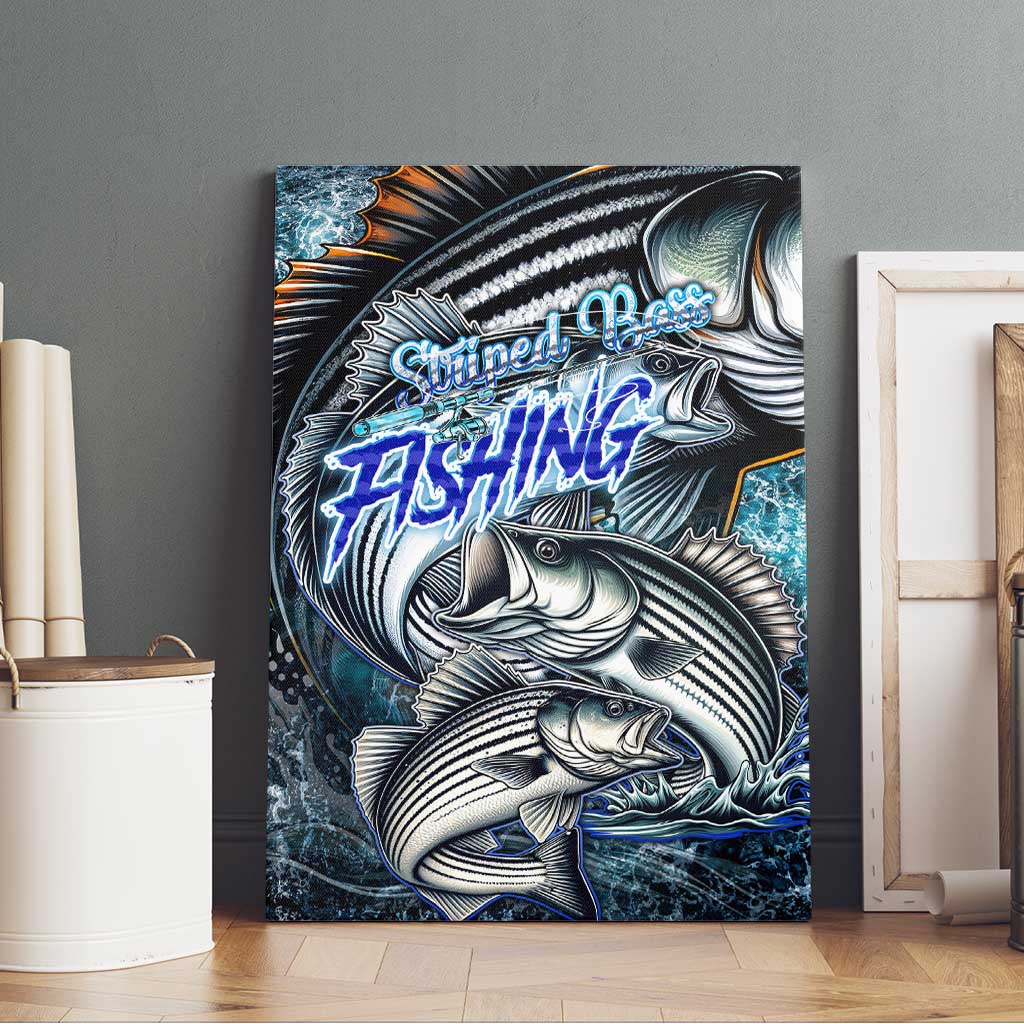 Striped Bass Fishing Canvas Wall Art Bold Ocean Angler Design - Wonder Print Shop