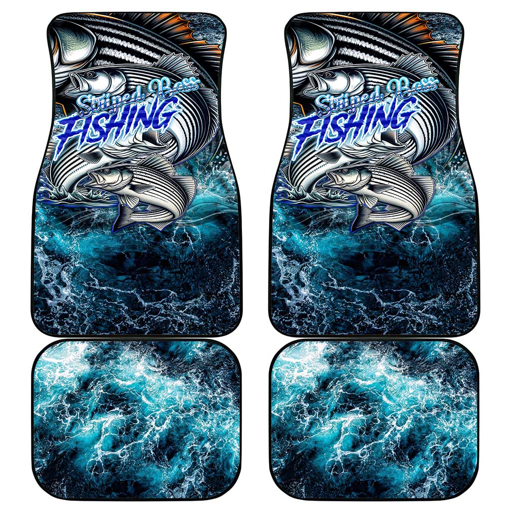 Striped Bass Fishing Car Mats Bold Ocean Angler Design - Wonder Print Shop