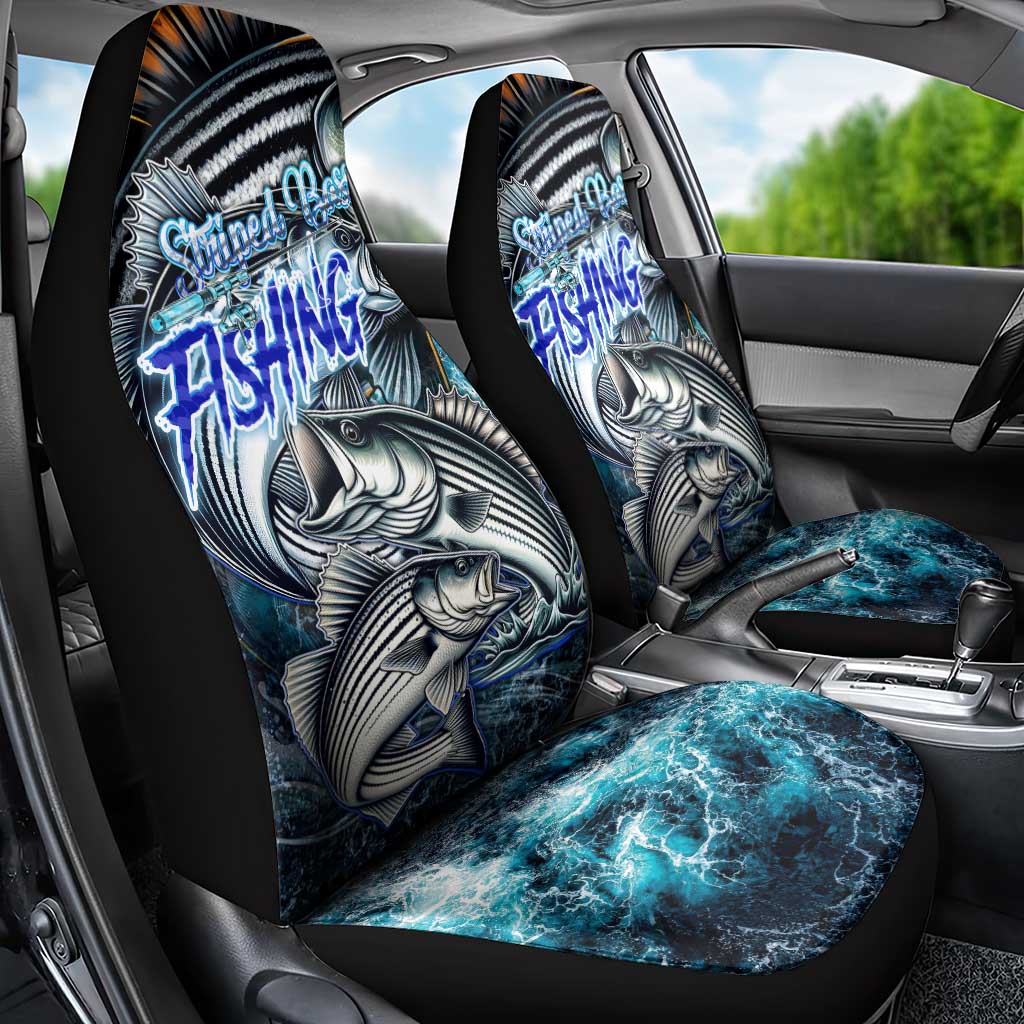 Striped Bass Fishing Car Seat Cover Bold Ocean Angler Design - Wonder Print Shop