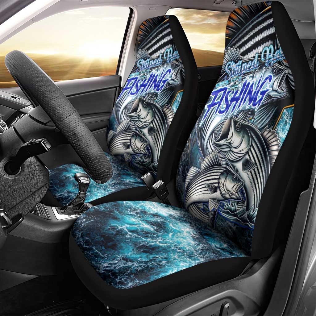 Striped Bass Fishing Car Seat Cover Bold Ocean Angler Design - Wonder Print Shop