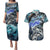 Striped Bass Fishing Couples Matching Puletasi and Hawaiian Shirt Bold Ocean Angler Design - Wonder Print Shop