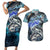 Striped Bass Fishing Couples Matching Short Sleeve Bodycon Dress and Hawaiian Shirt Bold Ocean Angler Design - Wonder Print Shop