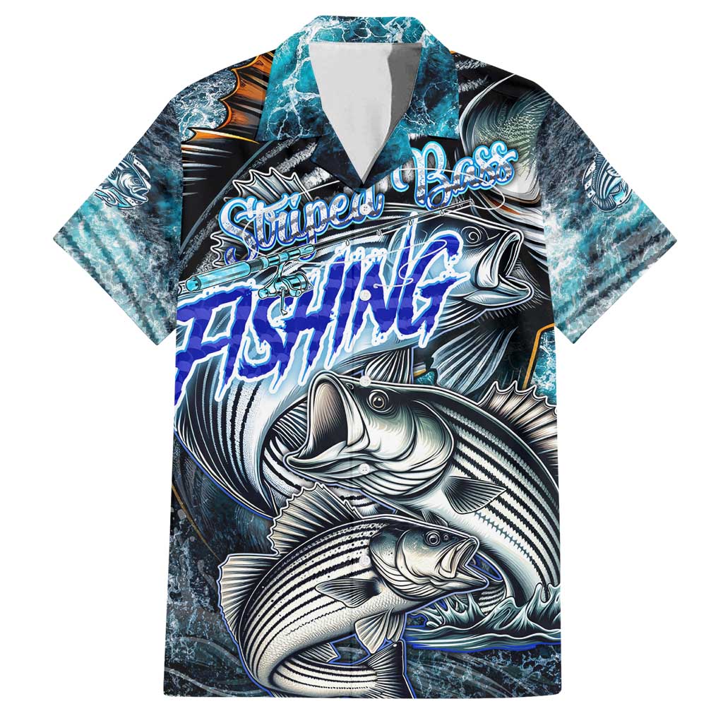 Striped Bass Fishing Family Matching Off Shoulder Maxi Dress and Hawaiian Shirt Bold Ocean Angler Design - Wonder Print Shop