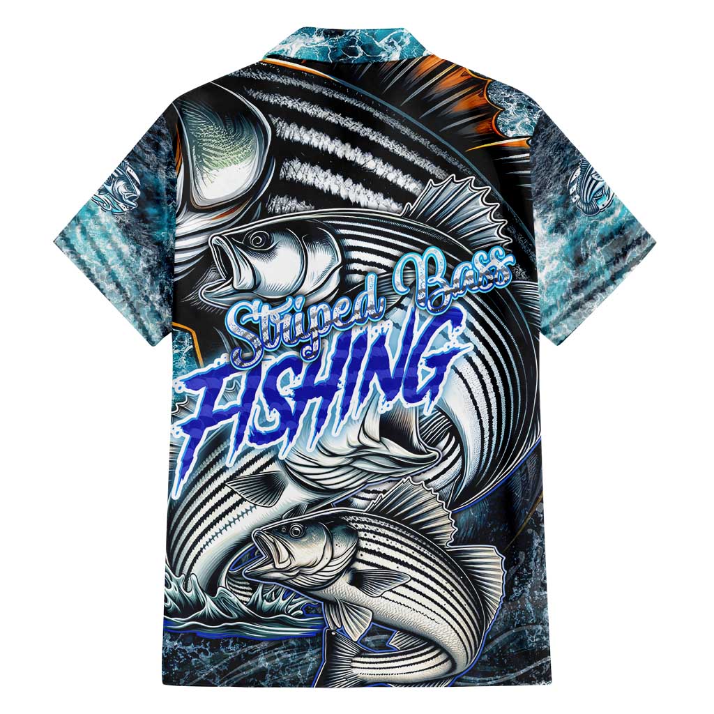Striped Bass Fishing Family Matching Off Shoulder Short Dress and Hawaiian Shirt Bold Ocean Angler Design - Wonder Print Shop