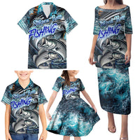 Striped Bass Fishing Family Matching Puletasi and Hawaiian Shirt Bold Ocean Angler Design - Wonder Print Shop