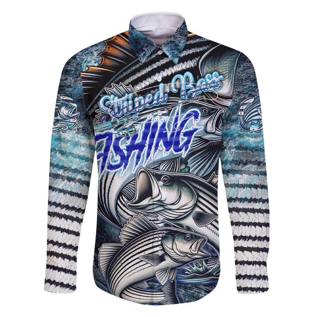 Striped Bass Fishing Family Matching Short Sleeve Bodycon Dress and Hawaiian Shirt Bold Ocean Angler Design - Wonder Print Shop