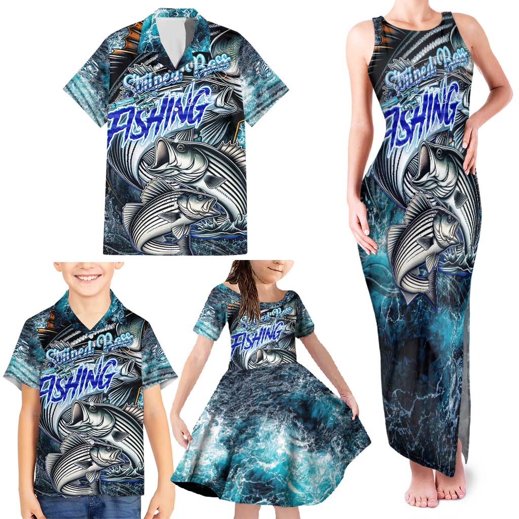 Striped Bass Fishing Family Matching Tank Maxi Dress and Hawaiian Shirt Bold Ocean Angler Design - Wonder Print Shop