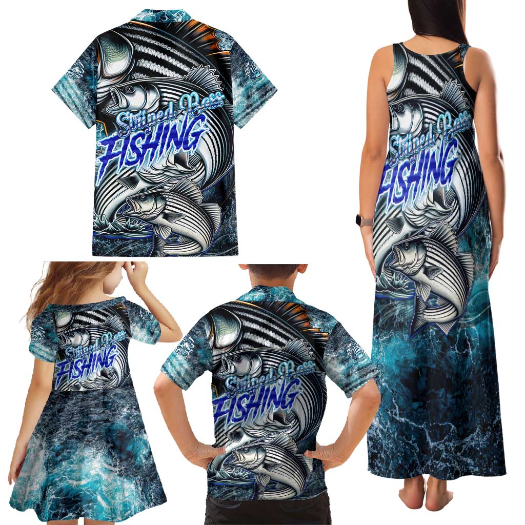 Striped Bass Fishing Family Matching Tank Maxi Dress and Hawaiian Shirt Bold Ocean Angler Design - Wonder Print Shop