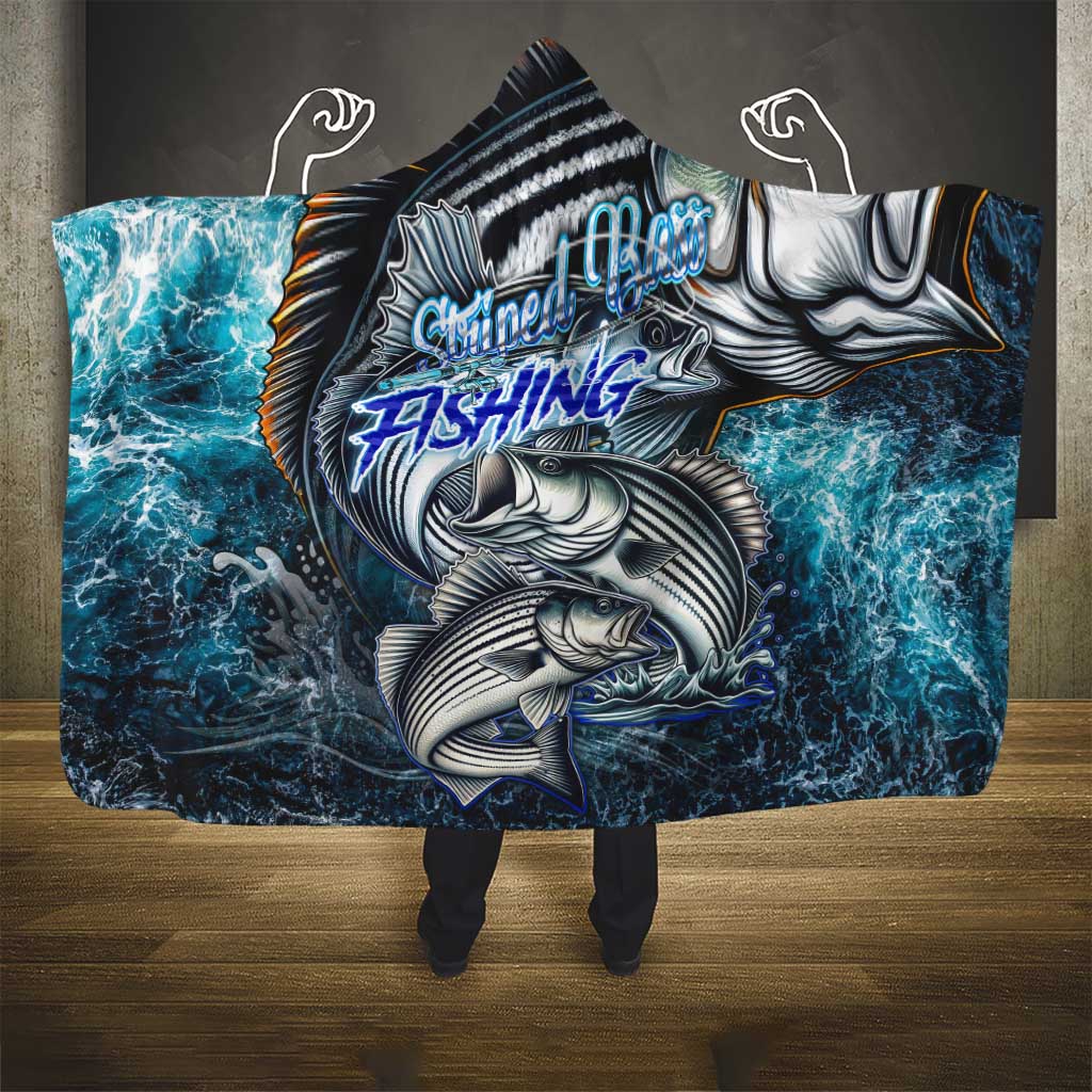 Striped Bass Fishing Hooded Blanket Bold Ocean Angler Design - Wonder Print Shop