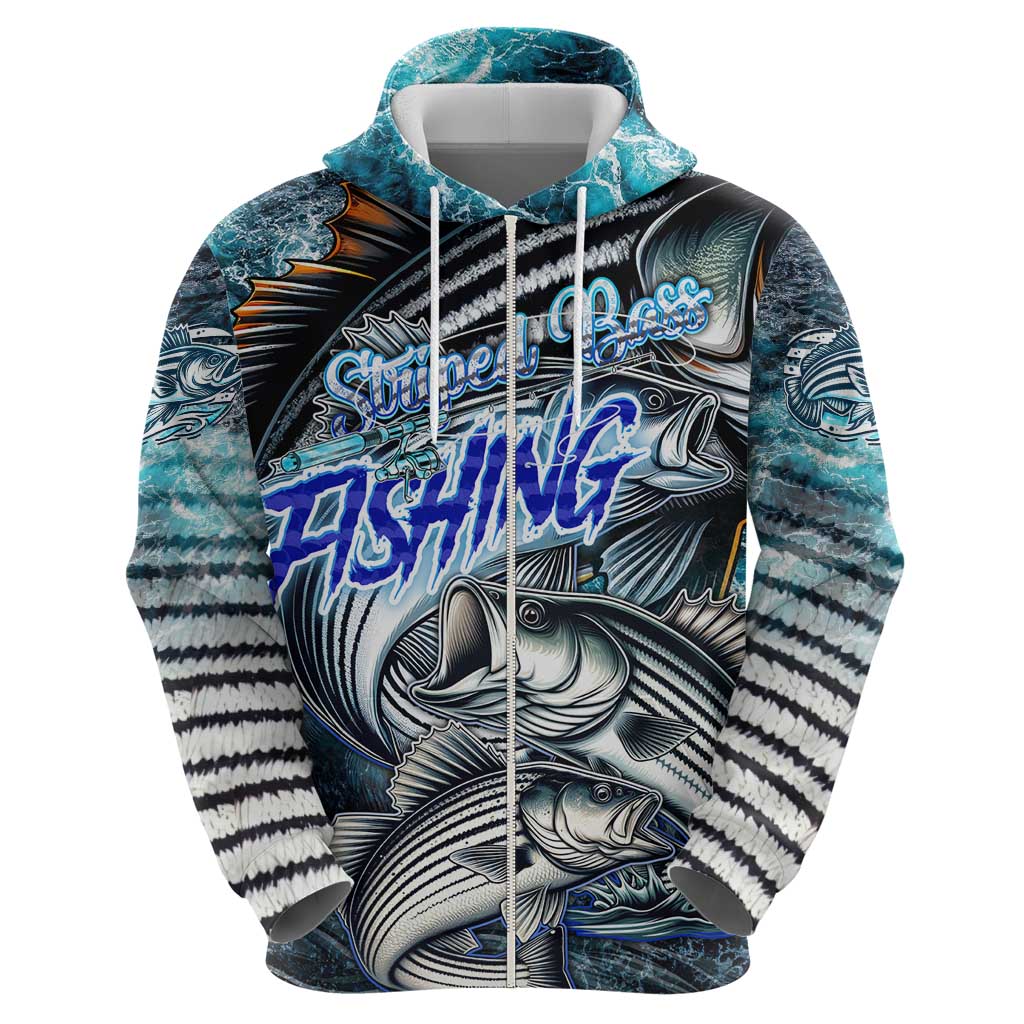 Striped Bass Fishing Hoodie Bold Ocean Angler Design - Wonder Print Shop