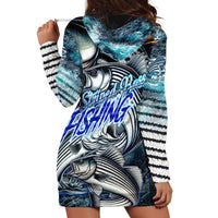 Striped Bass Fishing Hoodie Dress Bold Ocean Angler Design - Wonder Print Shop