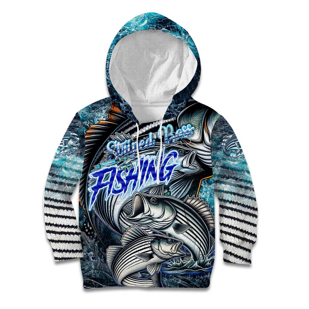 Striped Bass Fishing Kid Hoodie Bold Ocean Angler Design - Wonder Print Shop