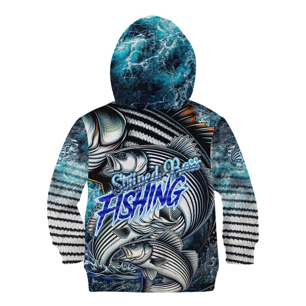 Striped Bass Fishing Kid Hoodie Bold Ocean Angler Design - Wonder Print Shop