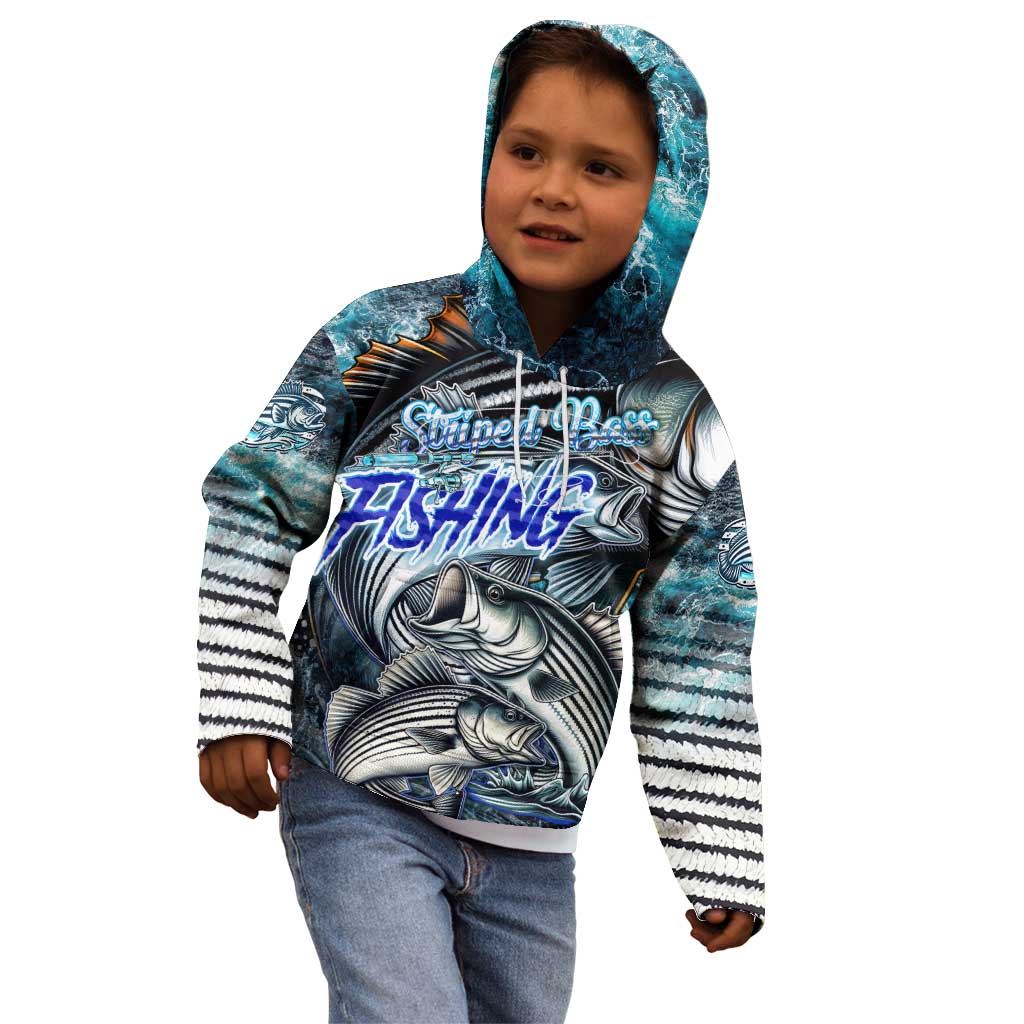 Striped Bass Fishing Kid Hoodie Bold Ocean Angler Design - Wonder Print Shop