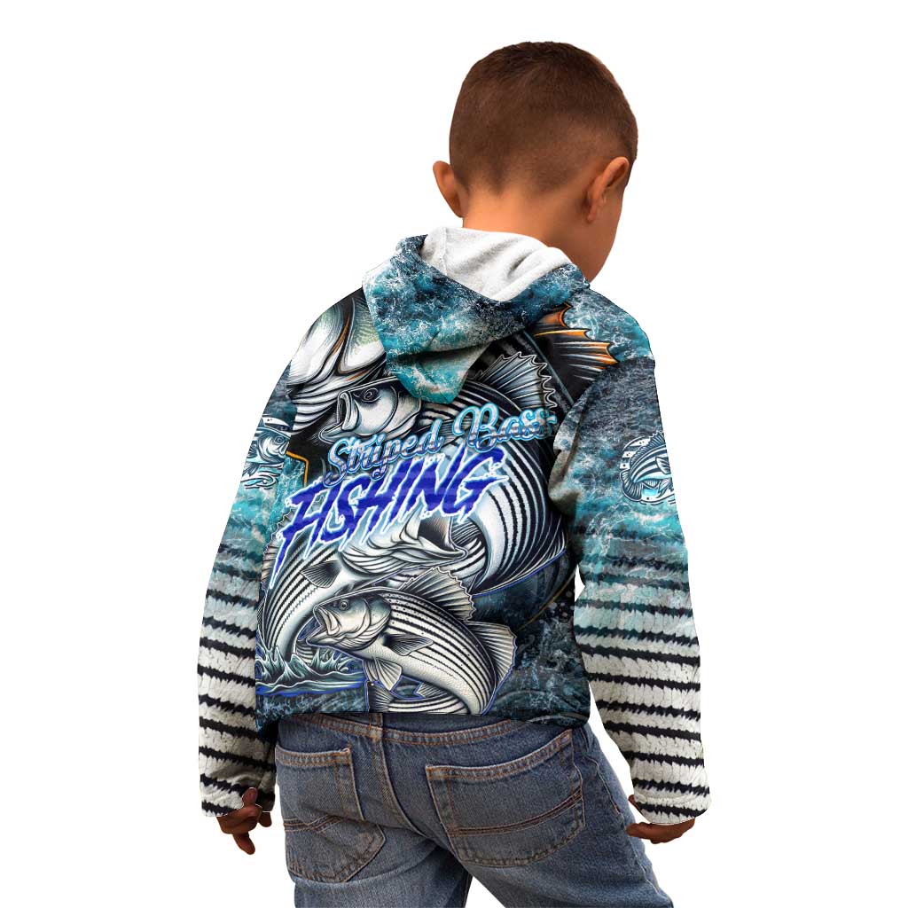 Striped Bass Fishing Kid Hoodie Bold Ocean Angler Design - Wonder Print Shop