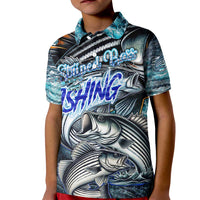 Striped Bass Fishing Kid Polo Shirt Bold Ocean Angler Design - Wonder Print Shop