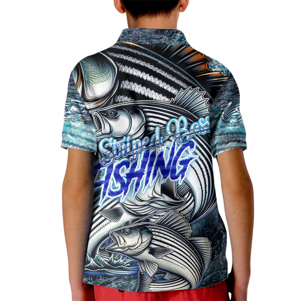 Striped Bass Fishing Kid Polo Shirt Bold Ocean Angler Design - Wonder Print Shop