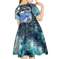 Striped Bass Fishing Kid Short Sleeve Dress Bold Ocean Angler Design - Wonder Print Shop