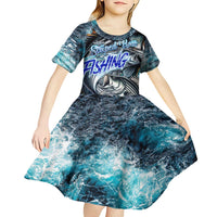 Striped Bass Fishing Kid Short Sleeve Dress Bold Ocean Angler Design - Wonder Print Shop