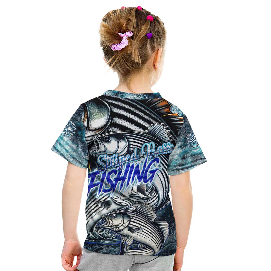 Striped Bass Fishing Kid T Shirt Bold Ocean Angler Design - Wonder Print Shop