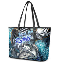Striped Bass Fishing Leather Tote Bag Bold Ocean Angler Design - Wonder Print Shop