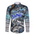 Striped Bass Fishing Long Sleeve Button Shirt Bold Ocean Angler Design - Wonder Print Shop