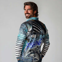 Striped Bass Fishing Long Sleeve Polo Shirt Bold Ocean Angler Design - Wonder Print Shop