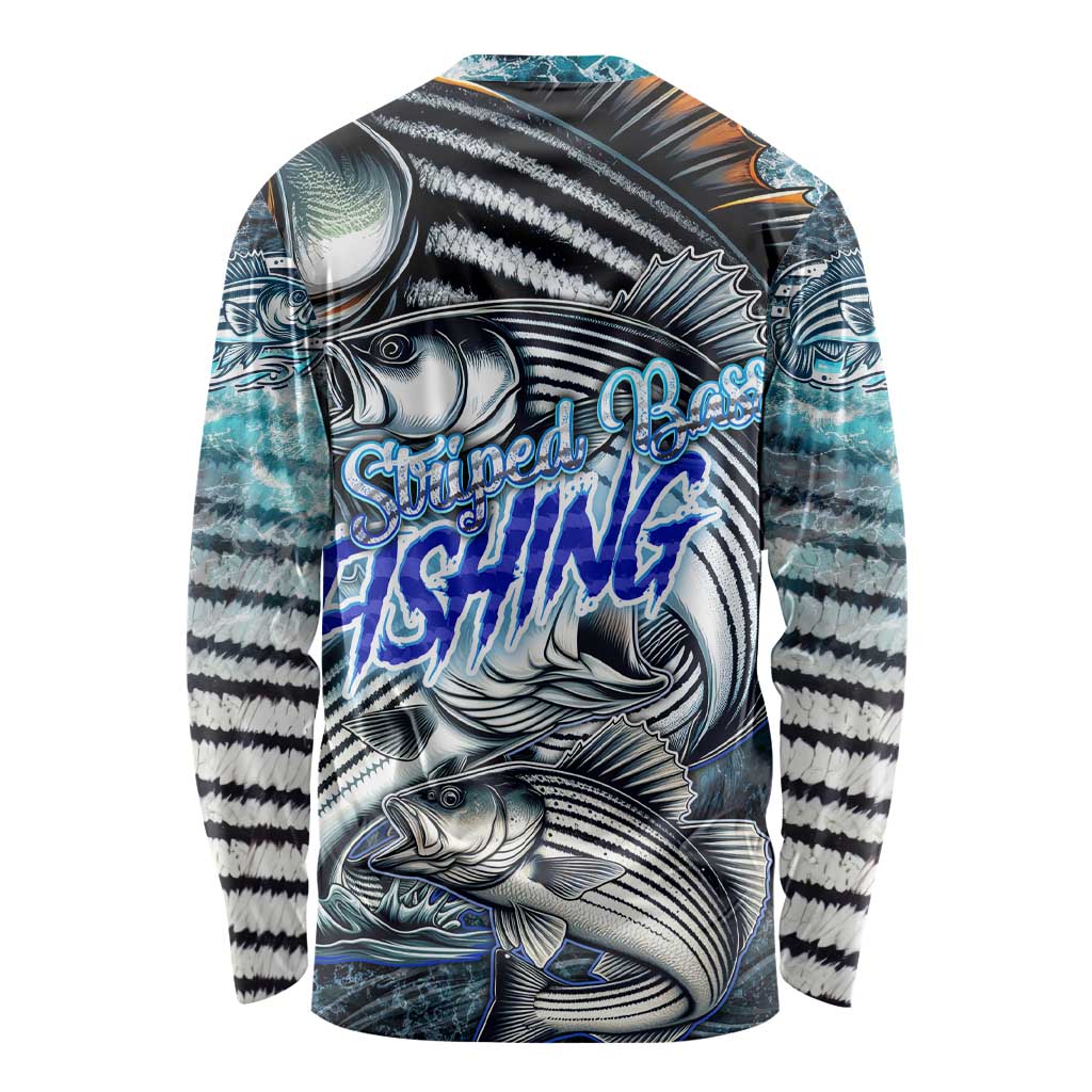 Striped Bass Fishing Long Sleeve Shirt Bold Ocean Angler Design - Wonder Print Shop